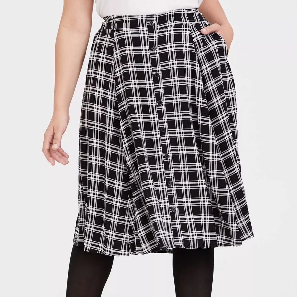 torrid Black and White Plaid Midi Skirt